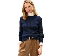 Tommy Hilfiger Women's CO Cable MID GG C-NK LS SWT WW0WW47644 Pullover Sweater, Blue (Dark Night Navy), XXS