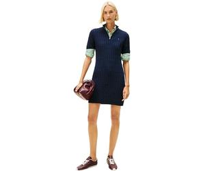 Tommy Hilfiger Women's CO Cable MID GG Shift MK Dress WW0WW48444 Sweater Dress, Blue (Dark Night Navy), M