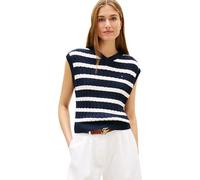 Tommy Hilfiger Women's Co Cable Mid Gg V-Nk Vest WW0WW48466, Blue, M