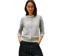 Tommy Hilfiger Women's CO Jersey FINE GG C-NK LS Cardi WW0WW42370 Cardigan Sweater, Grey (Med Heather Grey), S