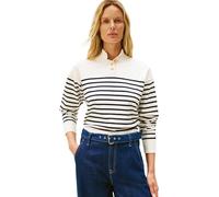 Tommy Hilfiger Women's CO Jersey Gold BTN Mock-NK SWT WW0WW47467 Pullover Sweater, Blue, L
