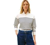 Tommy Hilfiger Women's CO Jersey Gold BTN Mock-NK SWT WW0WW47467 Pullover Sweater, Blue, S