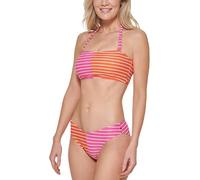 Tommy Hilfiger Women's Color Block Full Coverage Comfortable Bikini Top, Dahlia Combo, S