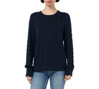 Tommy Hilfiger Women's CRV CO Cable VAR LS C-NK SWT WW0WW45328 Pullover Sweater, Blue, 46