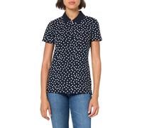 Tommy Hilfiger Women's Dot Print Quarter Button Polo Top, Sky Captain/Bright White, L