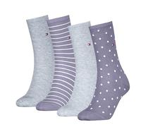 Tommy Hilfiger Women's Dot & Stripe Classic Sock, Fliederfarben, 39-42 (Pack of 4)