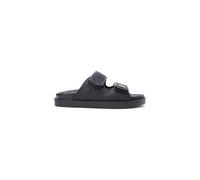 Tommy Hilfiger Women's Double Strap Raffia Sandal Black | Size: 39 Tommy Hilfiger Black 39