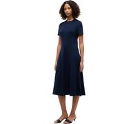 Tommy Hilfiger Women's Dress Interlock Midi in Cotton, Blue (Dark Night Navy), L