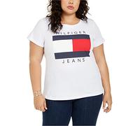 Tommy Hilfiger Women's Essential Basic Short Sleeve T-Shirt, White, 2X