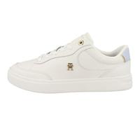 Tommy Hilfiger Women's Essential Chic Leather Court Trainers, Multicolor (Ecru/Breezy Blue), 4