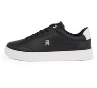 Tommy Hilfiger Women's Essential Chic Leather Court Trainers, Black (Black), 6.5