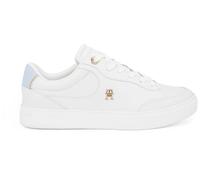 Tommy Hilfiger Women's Essential Chic Leather Court Trainers, Multicolor (Ecru/Breezy Blue), 3.5