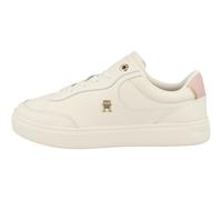 Tommy Hilfiger Women's Essential Chic Leather Court Trainers, Off-White (Ancient White), 6