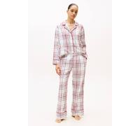 Tommy Hilfiger Women's Essentials Sleep Gift Long Sleeve Flannel Shirt Set with Slippers City Plaid Ivory | Size: Small Tommy Hilfiger Multicolor S