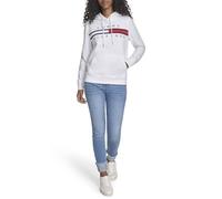 Tommy Hilfiger Women's Fleece Soft Pullover Hoodie Sweater, Bright White, XL