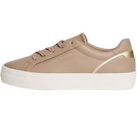 Tommy Hilfiger Women's Foxing Leather Vulcanised Trainers, Beige (Coastal Taupe), 7