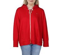 Tommy Hilfiger Women's French Terry Zip Hoodie-Solid Hooded Sweatshirt, Scarlet, Medium
