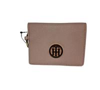 Tommy Hilfiger Women's Genuine Leather Wallet Card Holder Key Ring Gold Logo, Pink, Standard, Classic