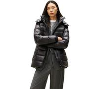 Tommy Hilfiger Women's Gloss Down Waist Puffer Jacket with Stand Collar, Black (Black), M