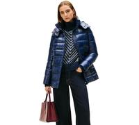 Tommy Hilfiger Women's Gloss Down Waist Puffer Jacket with Stand Collar, Blue (Dark Night Navy), S