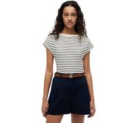 Tommy Hilfiger Gold-tone Button Boat Neck T-shirt Breton Calico/dark Night size L | Shirts Outlet | Women | Black L