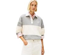 Tommy Hilfiger Women's GOLD BTN RUGBY FLEECE SWTSRT WW0WW48785 Pullover Sweatshirt, GREY (Med Heather Grey), XS