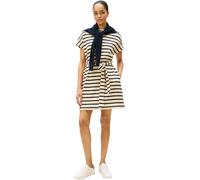 Tommy Hilfiger Women's Gold Button Jersey Dress with Belt, Multicolor (Country Ivory/Dark Night Navy STP), M
