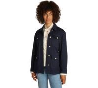 Tommy Hilfiger Women's Gold Button Utility Shirt Jacket with Chest Pockets, Blue (Dark Night Navy), XL
