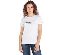 Tommy Hilfiger Women's Heritage Hilfiger C-nk Reg Tee Ww0ww31999 S/S Knit Tops, White (White), XS