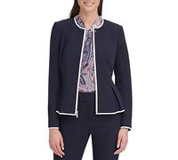 Tommy Hilfiger Women's Hsvj0013-mvy-8 Peplumn Jacket, Midnight/Ivory, 12