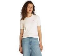 Tommy Hilfiger Women's Knitted Jumper, Beige (Heather Ivory Petal), XL