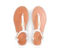 Tommy Hilfiger Womens Leather Buckle Breathable Comfort Ecru Thong Sandals
