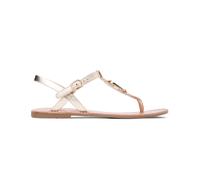 Leather Flat Flip Flop Sandals Gold-Coloured