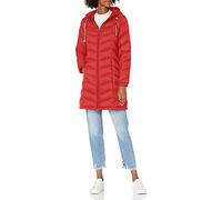 Tommy Hilfiger Women's Long Down Puffer Jacket Down Coat, Chevron Packable Crimson, M