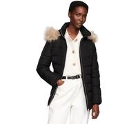 Tommy Hilfiger Women's Long Heritage Down Tyra Jacket with Fur, Black (Black), XXS