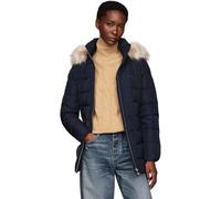 Tommy Hilfiger Women's Long Heritage Down Tyra Jacket with Fur, Blue (Desert Sky), XXS