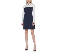 Tommy Hilfiger Women's Long Sleeve Collared Twofer Shift Mini Dress, Sky Captain, 8