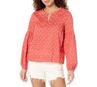 Tommy Hilfiger Women's Long Sleeve Daisy Print Shirt, Sunrise/Ivory, M