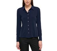 Tommy Hilfiger Women's Long Sleeve Knit Collared Button Front Top Blouse, Midnight, XL