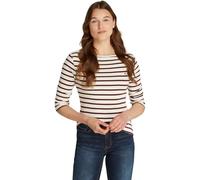 Tommy Hilfiger Women's Long Sleeve Slim Fit Boat Neck Top, Multicolor (Fine STP Calico/Deep Rouge), XXL