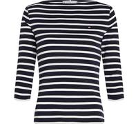 Tommy Hilfiger Women's Long Sleeve Slim Fit Boat Neck Top, Multicolor (Nos Breton Desert Sky/Ecru), XS