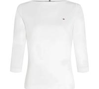 Tommy Hilfiger Women's Long Sleeve Slim Fit Boat Neck Top, White (Nos Ecru), M