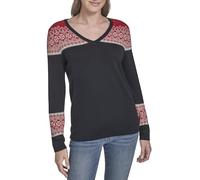 Tommy Hilfiger Women's Long Sleeve V-Neck Fairisle Pullover Sweater, Sky Captain Fairisle, XL