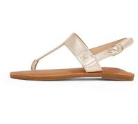 Tommy Hilfiger Women's Metallic Leather Sandals, Gold (Gold), 4
