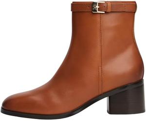 Tommy Hilfiger Women's Mid Heel Buckle Leather Riding Ankle Boots, Brown (Cinnamon Bark), 5