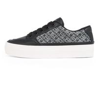 Tommy Hilfiger Women's Monogram Leather Vulcanised Trainers, Black (Black), 6.5