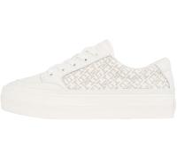 Tommy Hilfiger Women's Monogram Leather Vulcanised Trainers, Off-White (Ivory Petal), 3.5