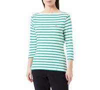 Tommy Hilfiger Women's New Cody Slim Boat-NK 3/4SLV WW0WW40589 S/S Knit Tops, Green (Breton Ecru/Olympic Green), XXS