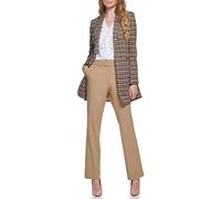 Tommy Hilfiger Women's One Button Collarless Topper Suits Jacket, Camel Multi, 16
