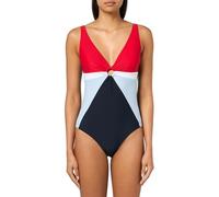 Tommy Hilfiger Women's One Piece Keyhole Ring Detail Swimsuit, Color Block, Large